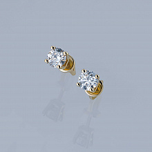 14K Yellow Gold Earring Studs with 2 Round-Cut Lab-Created Diamonds 0.608 CT.TW