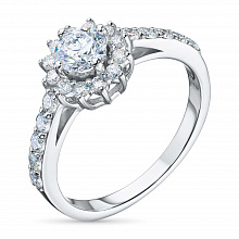 14K White Gold Ring with 23 Round-Cut Lab-Created Diamonds 0.779 CT.TW