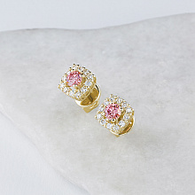 14K Yellow Gold Earring Studs with 26 Round-Cut Lab-Created Diamonds 0.556 CT.TW