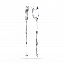 Sterling Silver Earrings with 6 Round-Cut Lab-Created Diamonds 0.208 CT.TW