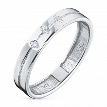Sterling Silver Ring with 3 Round-Cut Diamonds 0.043 CT.TW