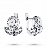 Sterling Silver Earrings with 2 Round-Cut Diamonds 0.012 CT.TW - изображение 1