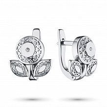 Sterling Silver Earrings with 2 Round-Cut Diamonds 0.009 CT.TW