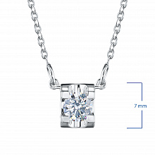 14K White Gold Necklace with 1 Round-Cut Lab-Created Diamond 1.022 CT.TW