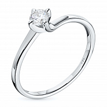 Sterling Silver Ring with 1 Round-Cut Lab-Created Diamond 0.224 CT.TW