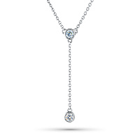 Sterling Silver Necklace with 2 Round-Cut Lab-Created Diamonds 0.219 CT.TW - изображение 1