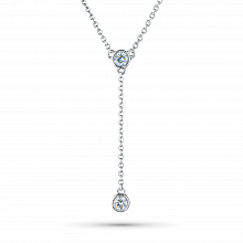 Sterling Silver Necklace with 2 Round-Cut Lab-Created Diamonds 0.213 CT.TW