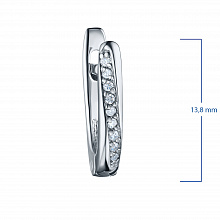 Sterling Silver Earrings with 18 Round-Cut Diamonds 0.108 CT.TW