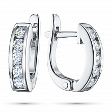 14K White Gold Earrings with 10 Round-Cut Lab-Created Diamonds 0.573 CT.TW