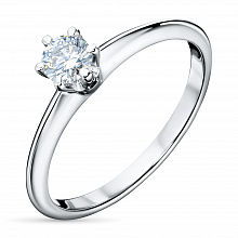14K White Gold Ring with 1 Round-Cut Lab-Created Diamond 0.31 CT.TW