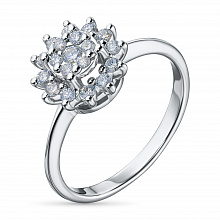 Sterling Silver Ring with 19 Round-Cut Lab-Created Diamonds 0.371 CT.TW