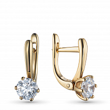 14K Yellow Gold Earrings with 2 Round-Cut Lab-Created Diamonds 1.426 CT.TW