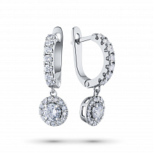 14K White Gold Earrings with 42 Round-Cut Lab-Created Diamonds 1.107 CT.TW