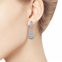 14K White Gold Earrings with 178 Round-Cut Lab-Created Diamonds 2.309 CT.TW
