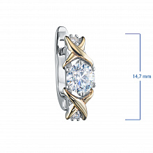 14K White and Yellow Gold Earrings with 6 Round-Cut Lab-Created Diamonds 1.212 CT.TW