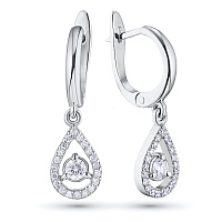 14K White Gold Earrings with 42 Round-Cut Lab-Created Diamonds 1.295 CT.TW - изображение 1