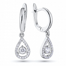 14K White Gold Earrings with 42 Round-Cut Lab-Created Diamonds 1.295 CT.TW