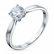 14K White Gold Ring with 1 Round-Cut Lab-Created Diamond 0.447 CT.TW