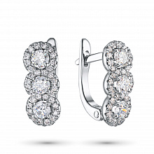 Sterling Silver Earrings with 70 Round-Cut Lab-Created Diamonds 1.495 CT.TW