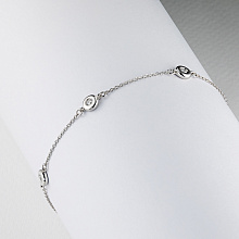 14K White Gold Bracelet with 3 Round-Cut Lab-Created Diamonds 0.158 CT.TW