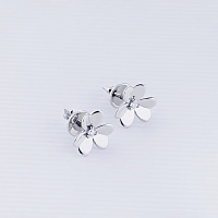14K White Gold Earring Studs with 2 Round-Cut Lab-Created Diamonds 0.052 CT.TW - изображение 4