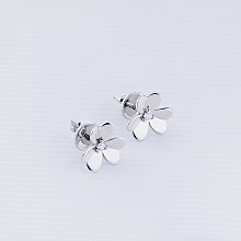 14K White Gold Earring Studs with 2 Round-Cut Lab-Created Diamonds 0.032 CT.TW
