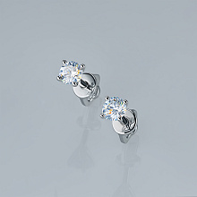 Sterling Silver Earring Studs with 2 Round-Cut Lab-Created Diamonds 0.515 CT.TW