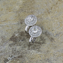 14K White Gold Earrings with 70 Round-Cut Lab-Created Diamonds 1.06 CT.TW
