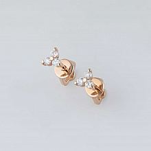 Rose Gold Earring Studs with 6 Round-Cut Diamonds 0.12 CT.TW