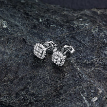 Sterling Silver Earring Studs with 40 Round-Cut Lab-Created Diamonds 0.524 CT.TW