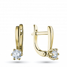 14K Yellow Gold Earrings with 2 Round-Cut Lab-Created Diamonds 0.678 CT.TW