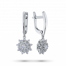 14K White Gold Earrings with 56 Round-Cut Lab-Created Diamonds 0.824 CT.TW