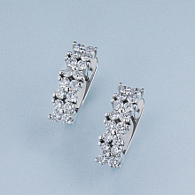 14K White Gold Earrings with 32 Round-Cut Lab-Created Diamonds 0.995 CT.TW