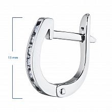 Sterling Silver Earrings with 12 Round-Cut Lab-Created Diamonds 0.211 CT.TW