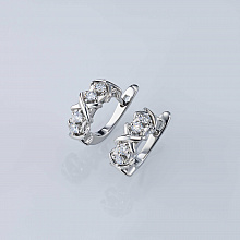 Sterling Silver Earrings with 8 Round-Cut Lab-Created Diamonds 0.295 CT.TW
