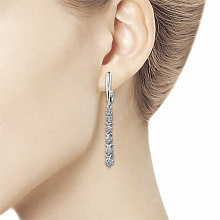Sterling Silver Earrings with 12 Round-Cut Lab-Created Diamonds 0.306 CT.TW