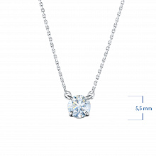 14K White Gold Necklace with 1 Round-Cut Lab-Created Diamond 0.573 CT.TW
