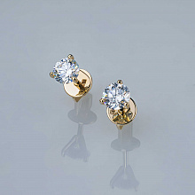 14K Yellow Gold Earring Studs with 2 Round-Cut Lab-Created Diamonds 1.244 CT.TW