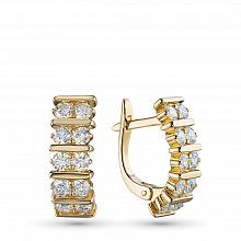 14K Yellow Gold Earrings with 20 Round-Cut Lab-Created Diamonds 1.337 CT.TW