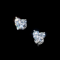 14K White Gold Earring Studs with 2 A heart-Cut Lab-Created Diamonds 3.11 CT.TW - изображение 4