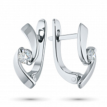 Sterling Silver Earrings with 2 Round-Cut Lab-Created Diamonds 0.224 CT.TW