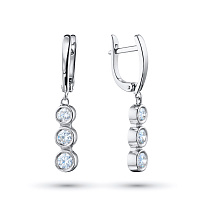 14K White Gold Earrings with 6 Round-Cut Lab-Created Diamonds 1.132 CT.TW - изображение 1