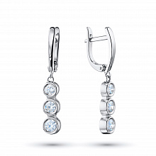 14K White Gold Earrings with 6 Round-Cut Lab-Created Diamonds 1.132 CT.TW
