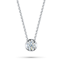 14K White Gold Necklace with 1 Round-Cut Lab-Created Diamond 0.78 CT.TW - изображение 1