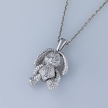 Sterling Silver Pendant with 2 Round-Cut Lab-Created Diamonds 0.019 CT.TW