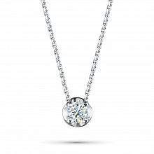 14K White Gold Necklace with 1 Round-Cut Lab-Created Diamond 0.73 CT.TW