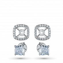 14K White Gold Earring Studs with 42 Round-Cut Lab-Created Diamonds 2.344 CT.TW