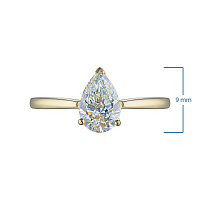 14K Yellow Gold Ring with 1 Pear-Cut Lab-Created Diamond 1.012 CT.TW - изображение 2