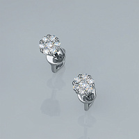 Sterling Silver Earring Studs with 14 Round-Cut Lab-Created Diamonds 0.221 CT.TW - изображение 3