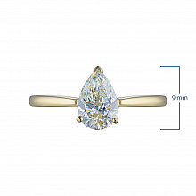 14K Yellow Gold Ring with 1 Pear-Cut Lab-Created Diamond 1.049 CT.TW